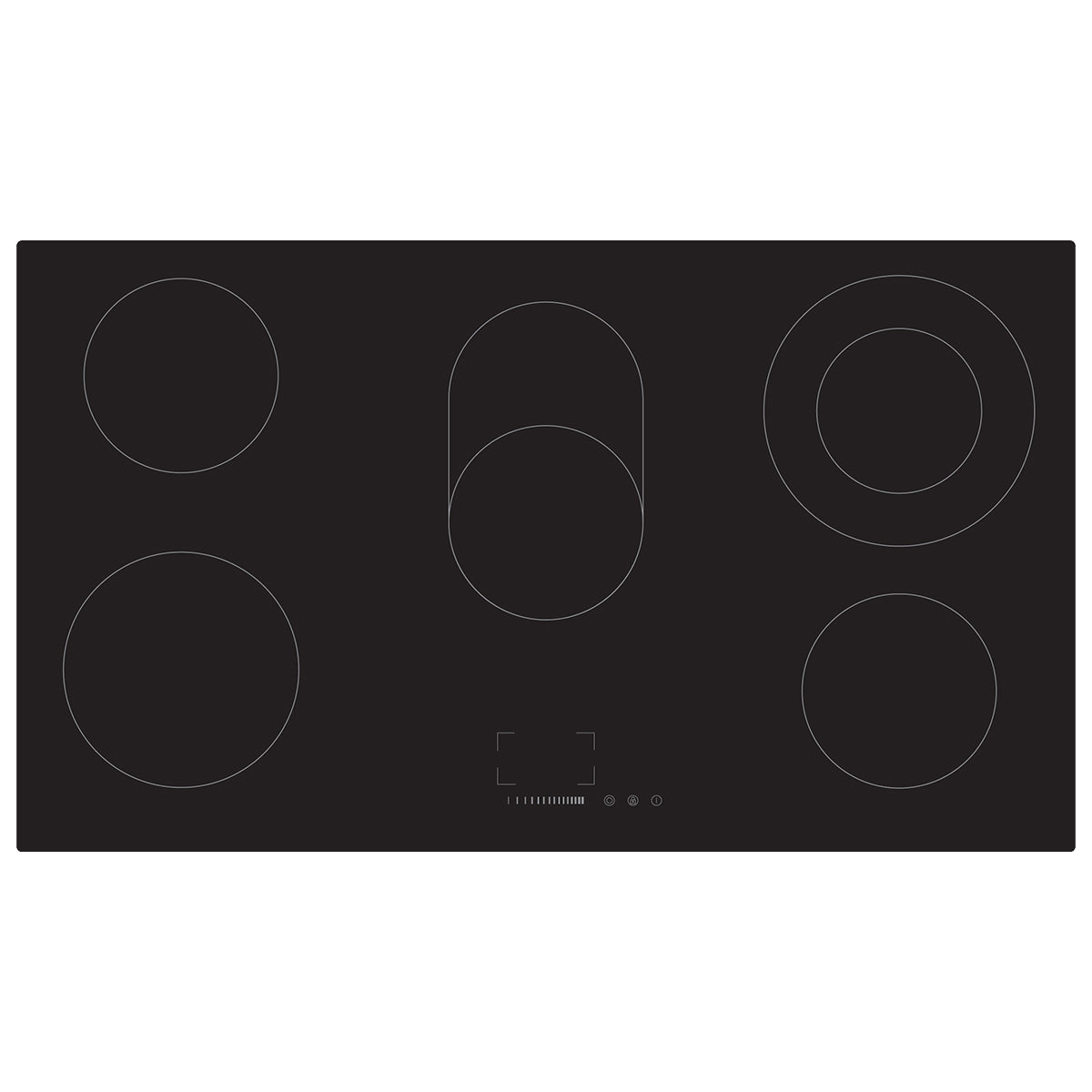 CASA 90cm 5 Zone Electric Ceramic Cooktop — Black ceramic glass CA90FEG
