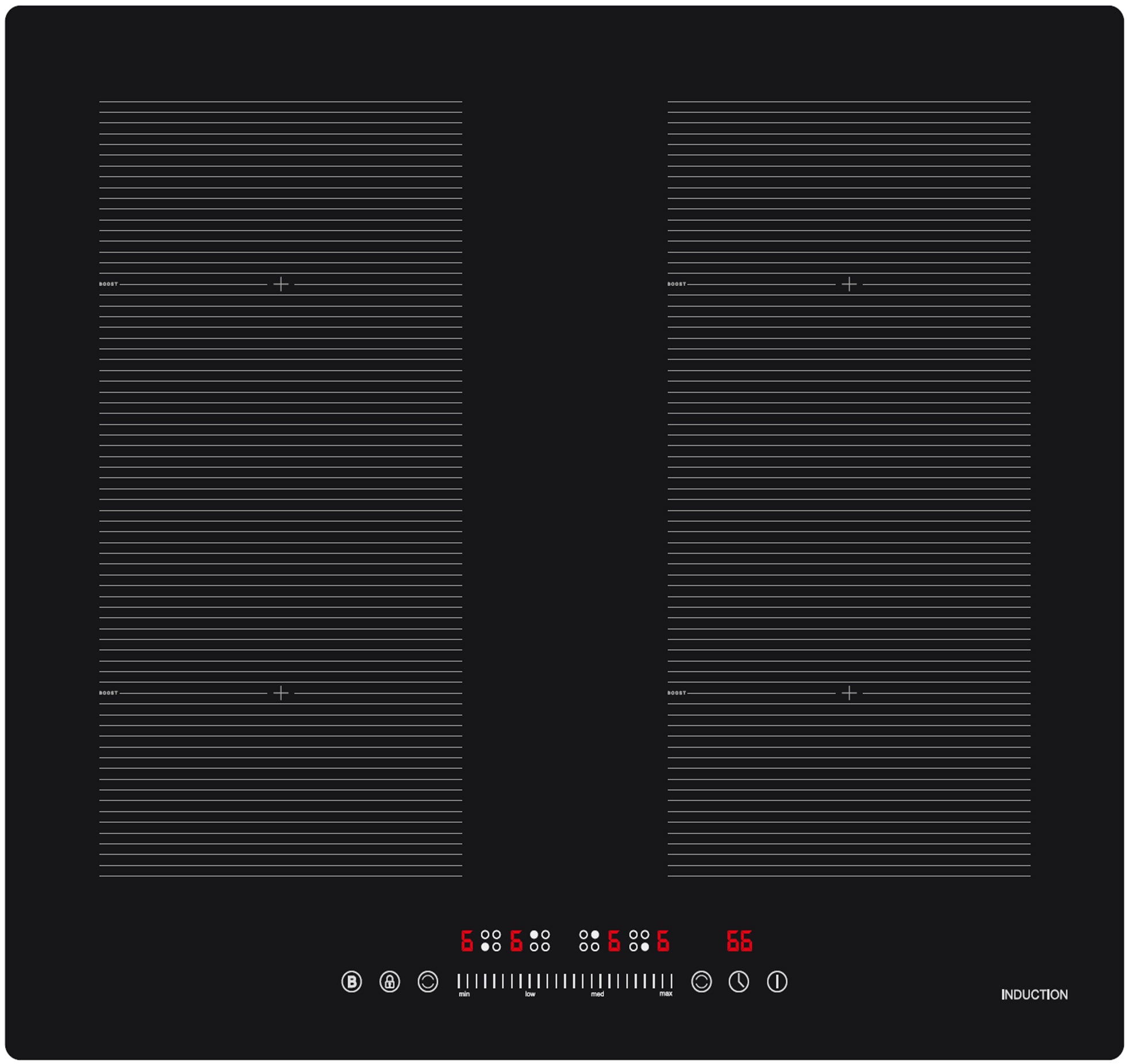 CASA 60cm 4 Zone Induction Cooktop — Polished black crystal glass CAS6012F