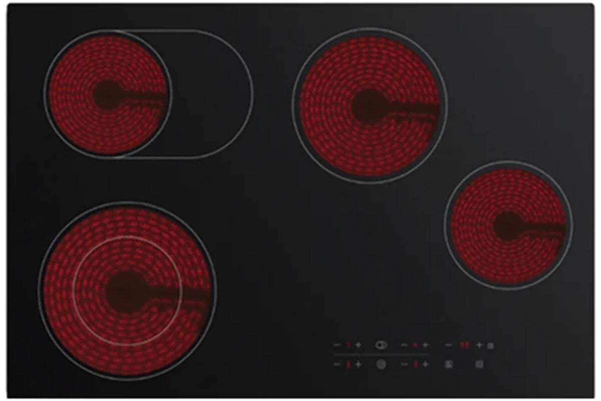 CASA 77cm 4 Zone Electric Ceramic Cooktop — Black ceramic glass CA77FEG