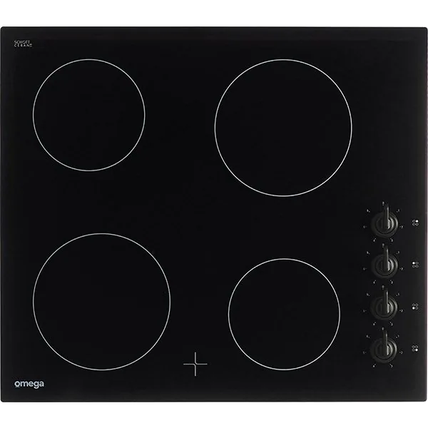 Brand New — Omega 60cm 4 Zone Ceramic Glass Electric Cooktop OCC64KZTGG