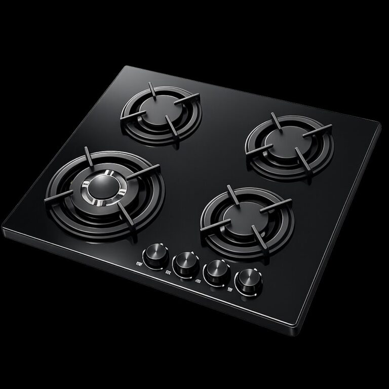 Casa 60cm Gas on Glass 4 Burners Cooktop black knobs GHB160CA