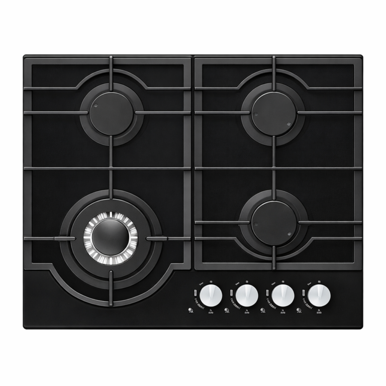 Casa 60cm Gas on Glass Cooktop silver knobs GHB60CA